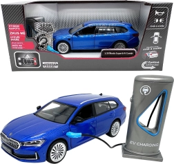 Μεταλλικό μοντέλο Škoda Superb IV Combi με σταθμό φόρτισης, μπλε 1:35
