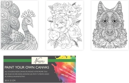 Προεκτυπωμένος καμβάς για ζωγραφική 20 × 15 cm – λύκος, παγώνι και ανθοδέσμη