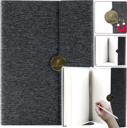 Μαύρο επαγγελματικό σημειωματάριο με μαγνήτη A5 γραμμωτό