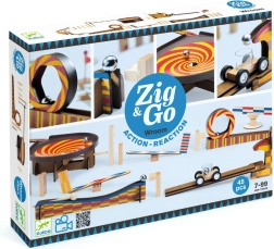Ξύλινη πίστα με μπίλιες Djeco Zig & Go, 45 κομμάτια