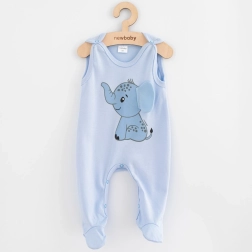 Παιδικά βαμβακερά φορμάκια με ποδαράκια New Baby Happy Elephant μπλε 56 (0–3 μ.)