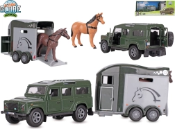 Kids Globe Farming Land Rover με τρέιλερ για άλογα, pull-back