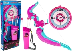 Παιδικό τόξο με στόχο και 3 βέλη με βεντούζες – ροζ, φωτεινά εφέ