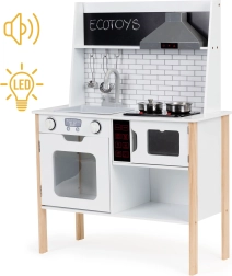Ξύλινη παιδική κουζίνα με φώτα και ήχους ECOTOYS
