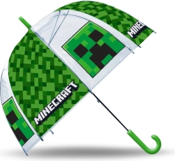 Διάφανο χειροκίνητο παιδικό ομπρελάκι MINECRAFT πράσινο