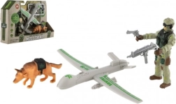 Στρατιωτικό σετ παιχνιδιού με drone, στρατιώτη και σκύλο