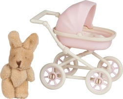 Καρότσι Lundby με λούτρινο κουνελάκι για κουκλόσπιτο