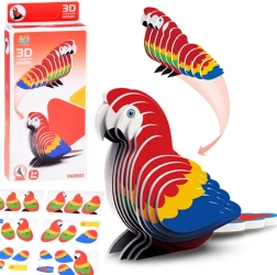 Παζλ 3D χάρτινο μοντέλο παπαγάλος άρα – DIY 24 κομμάτια