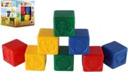 Έγχρωμα πλαστικά τουβλάκια για παιδιά με ζωάκια, σετ 8 τεμ.