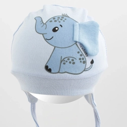 Βαμβακερό βρεφικό σκουφάκι New Baby Happy Elephant μπλε