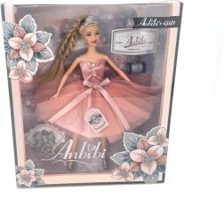 Κούκλα με ροζ φόρεμα 30 cm