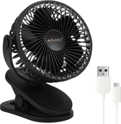 Ruhhy ασύρματος επιτραπέζιος ανεμιστήρας με USB-C και κλιπ - μαύρος