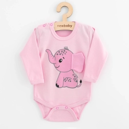 Βρεφικό κορμάκι με μακρύ μανίκι New Baby Happy Elephant ροζ 80