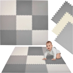 Αφρώδες παζλ-χαλάκι Humbi XXL 180 × 180 cm γκρι-κρεμ