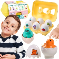 Παιχνίδι τοποθέτησης Montessori Woopie με αυγά και κοτοπουλάκια - 6 τεμ.