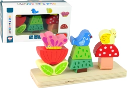 Ξύλινο παζλ λουλούδι, πεταλούδα και πουλί