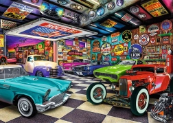 Trefl Puzzle Premium Plus Tea Time: γκαράζ συλλέκτη αυτοκινήτων 1000 κομμάτια