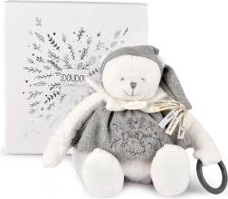 Λούτρινη πολική αρκούδα Doudou με κρίκο 30 cm γκρι