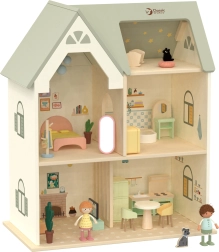 Μεγάλο ξύλινο κουκλόσπιτο με έπιπλα