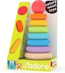 Ουράνια πολύχρωμα δαχτυλίδια σε ράβδο – ξύλινο εκπαιδευτικό παιχνίδι για τους μικρούς