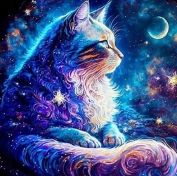Ζωγραφική με διαμάντια Διαστημική Γάτα 30x40 εκ.