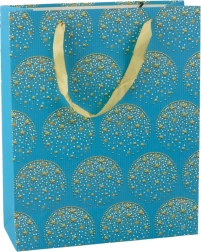 Δωροσακούλα μπλε με χρυσά αστέρια 32 × 26 × 12 cm