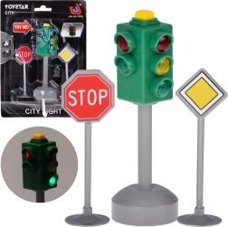 Φωτεινό σηματοδότης-παιχνίδι με ήχο και 2 πινακίδες κυκλοφορίας