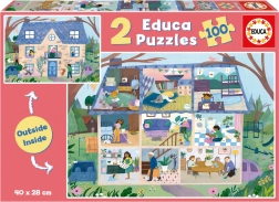 Educa παζλ Outside, Inside σπίτι 2×100 κομμάτια