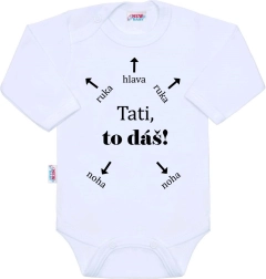 Βαμβακερό βρεφικό κορμάκι με στάμπα New Baby «Μπαμπά, μπορείς!» μακρύ μανίκι