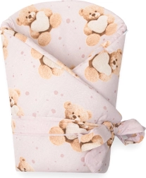 Παιδική κουβέρτα-φάσκιωμα New Baby Love Teddy 80×80 cm ροζ