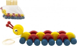 Χρωματιστή ξύλινη συρόμενη κάμπια 27 cm