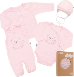Βρεφικό σετ για το μαιευτήριο New Baby Sweet Bear ροζ 62 (3–6 μ.)