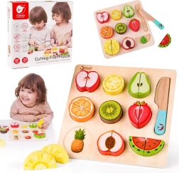 Ξύλινο σετ κοπής φρούτων Montessori Classic World, 20 τεμάχια