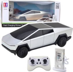 RC pickup φορτηγό τηλεκατευθυνόμενο, ασημί – 4 λειτουργίες οδήγησης και LED