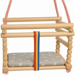 Παιδική κούνια από ξύλο οξιάς BABY MIX φυσική με μαξιλάρι