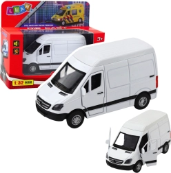 Μεταλλικό φορτηγάκι 1:32 με μηχανισμό pull back, φώτα και ήχους – λευκό
