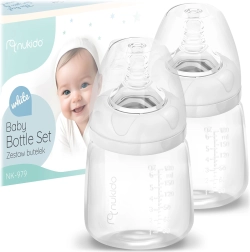 Σετ βρεφικών μπιμπερό PP 180 ml 2 τεμ. NUKIDO με δυναμική σιλικονούχα θηλή