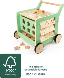 Ξύλινος περιπατητήρας και κινητικός κύβος Small Foot για παιδιά