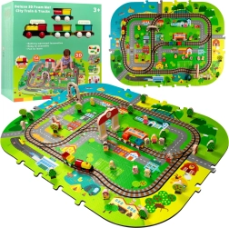 Αφρώδες 3D αστικό χαλάκι με τρενάκι με μπαταρίες, ράγες και αξεσουάρ 56 τεμ. HUMBI