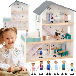Ξύλινο κουκλόσπιτο με φιγούρες TOOKY TOY, 3 όροφοι, FSC