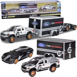 Μεταλλικό σετ Maisto 1:64 – FORD Raptor με τρέιλερ και FORD GT Heritage