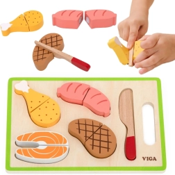 VIGA ξύλινο σετ κοπής κρέατος για παιδιά