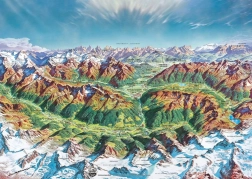 Παζλ Heye Map Art: Ορεινός κόσμος στις Άλπεις 2000 κομμάτια