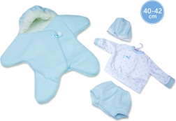 Ρούχο για κούκλα NEW BORN 40–42 cm – φλις αστεράκι, σετ 3 τεμαχίων