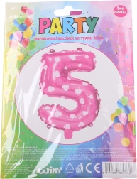 Μπαλόνι αριθμός 5 ροζ με καρδιές 82 × 47 cm