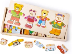 Bigjigs Toys ξύλινο παζλ ντυσίματος Οικογένεια Αρκούδων
