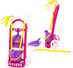Παιδικό καροτσάκι καθαρισμού Palau με κουβά, σκουπάκι και σφουγγαρίστρα