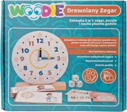 Ξύλινο εκπαιδευτικό ρολόι WOODIE 3v1