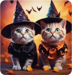 Διαμαντένια ζωγραφική Γατίσιο Halloween 30 × 40 cm