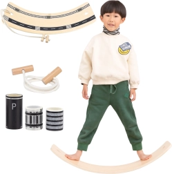 Ξύλινη ισορροπιστική σανίδα Viga με σκοινί και δρόμο